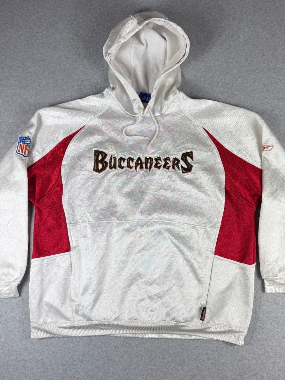 Vintage Reebok NFL Tampa Bay Buccaneers Hoodie Mens XL Dazzle Fleece Sweatshirt